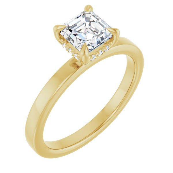Claw-Prong Hidden Halo-Style Engagement Ring