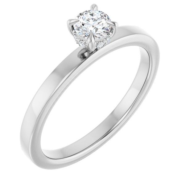 Claw-Prong Hidden Halo-Style Engagement Ring