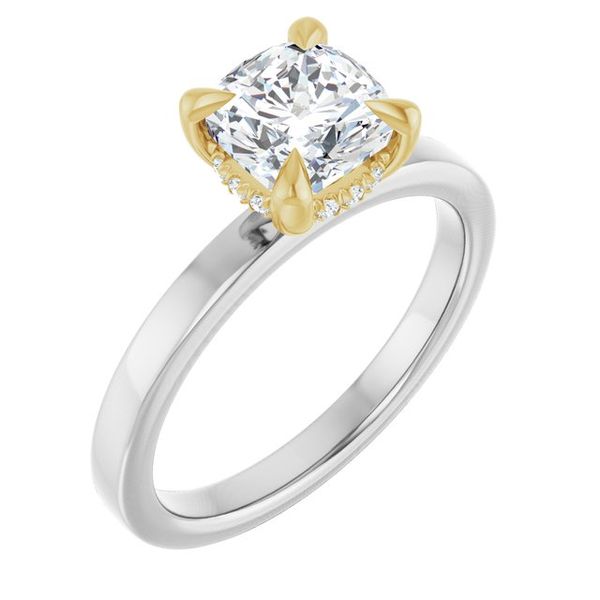 Claw-Prong Hidden Halo-Style Engagement Ring