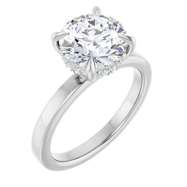 Claw-Prong Hidden Halo-Style Engagement Ring