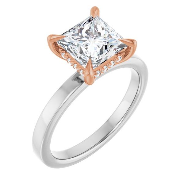 Claw-Prong Hidden Halo-Style Engagement Ring