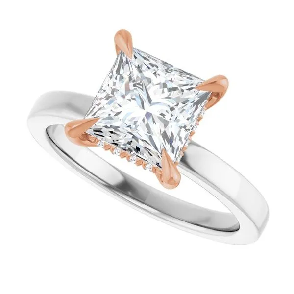 Claw-Prong Hidden Halo-Style Engagement Ring Image 5 Hudson Valley Goldsmith New Paltz, NY