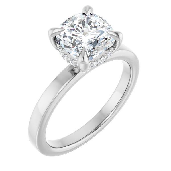 Claw-Prong Hidden Halo-Style Engagement Ring
