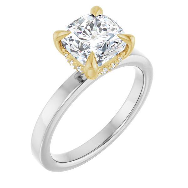 Claw-Prong Hidden Halo-Style Engagement Ring