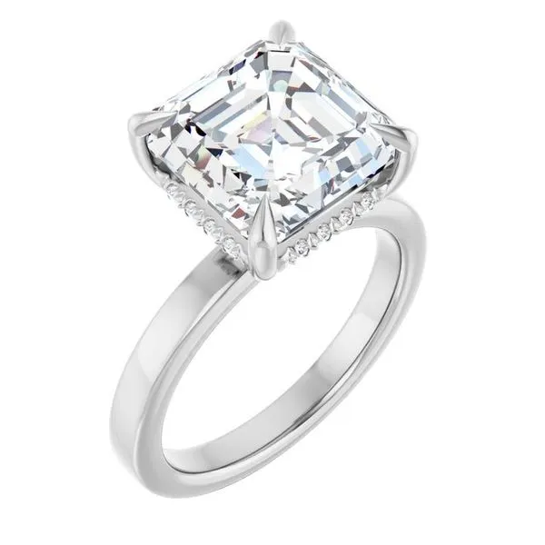 Claw-Prong Hidden Halo-Style Engagement Ring