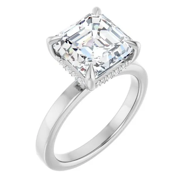 Claw-Prong Hidden Halo-Style Engagement Ring