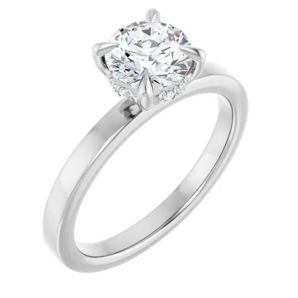 Claw-Prong Hidden Halo-Style Engagement Ring