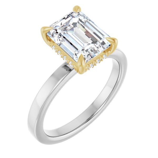 Claw-Prong Hidden Halo-Style Engagement Ring