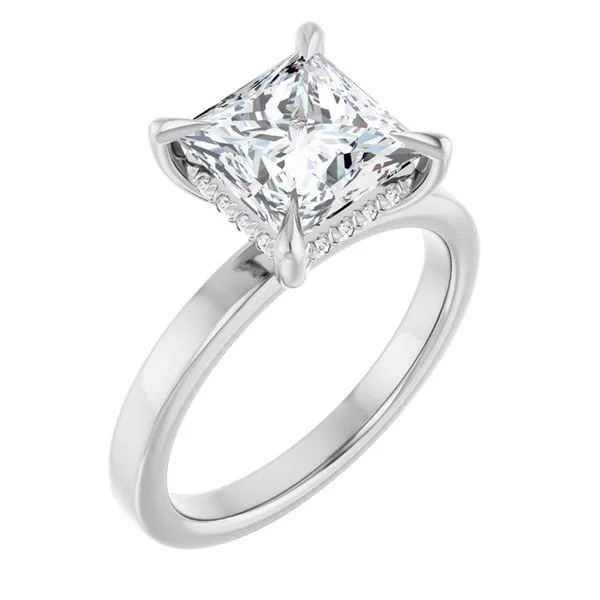 Claw-Prong Hidden Halo-Style Engagement Ring