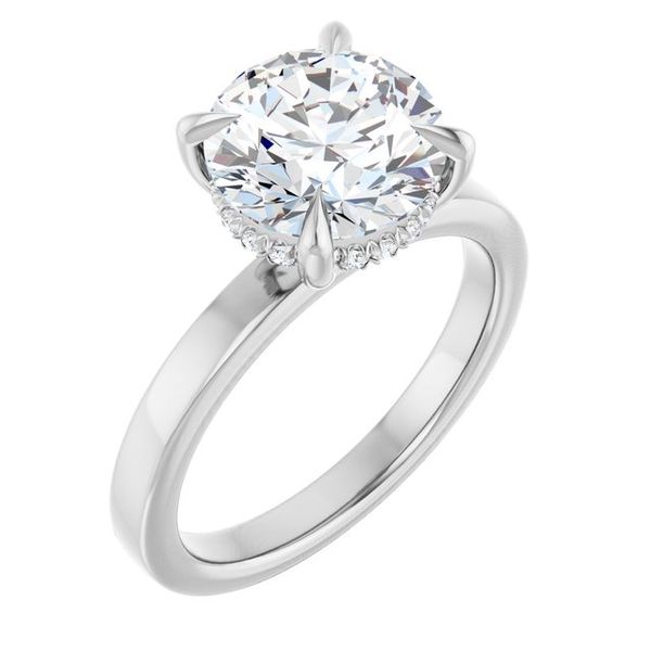 Claw-Prong Hidden Halo-Style Engagement Ring