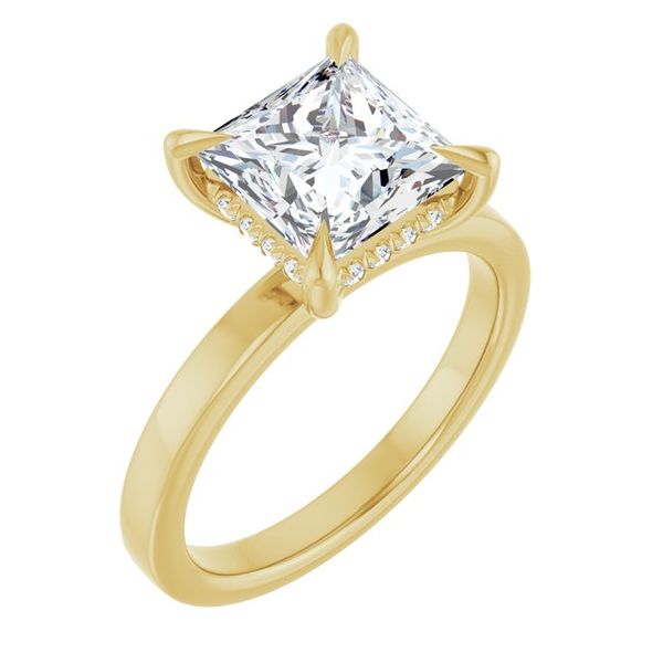 Claw-Prong Hidden Halo-Style Engagement Ring