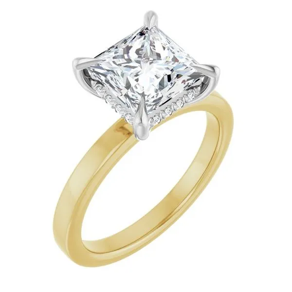 Claw-Prong Hidden Halo-Style Engagement Ring Hudson Valley Goldsmith New Paltz, NY