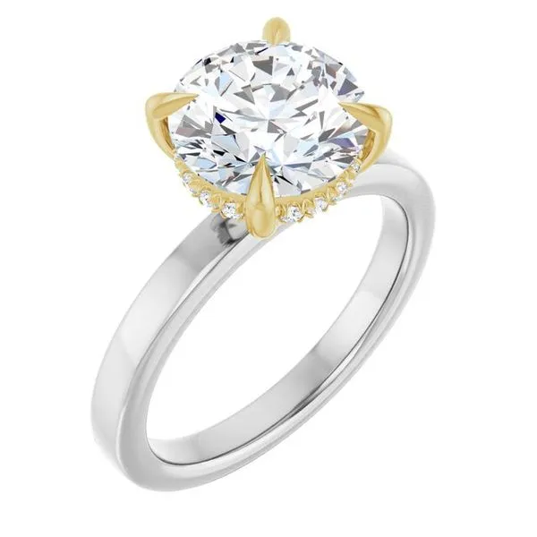 Claw-Prong Hidden Halo-Style Engagement Ring