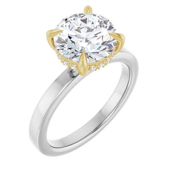 Claw-Prong Hidden Halo-Style Engagement Ring