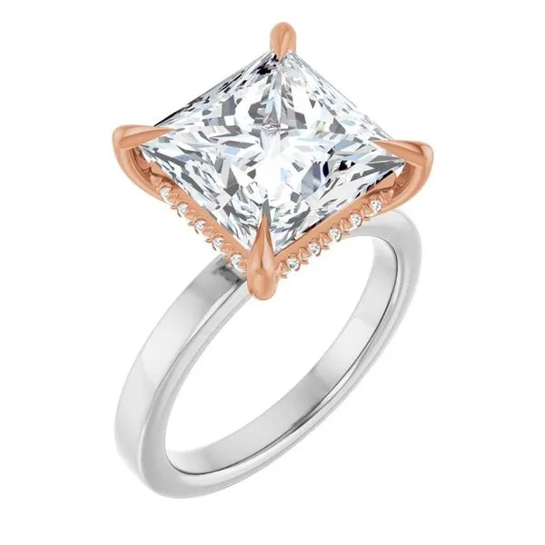Claw-Prong Hidden Halo-Style Engagement Ring