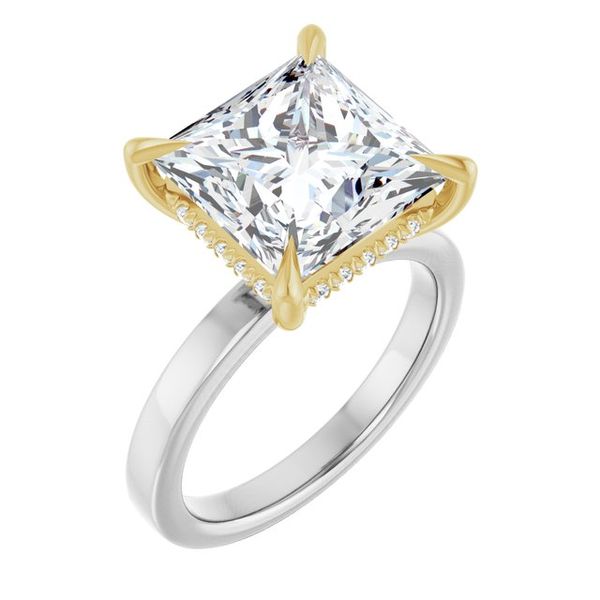 Claw-Prong Hidden Halo-Style Engagement Ring