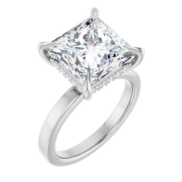 Claw-Prong Hidden Halo-Style Engagement Ring