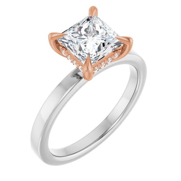 Claw-Prong Hidden Halo-Style Engagement Ring