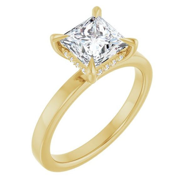 Claw-Prong Hidden Halo-Style Engagement Ring