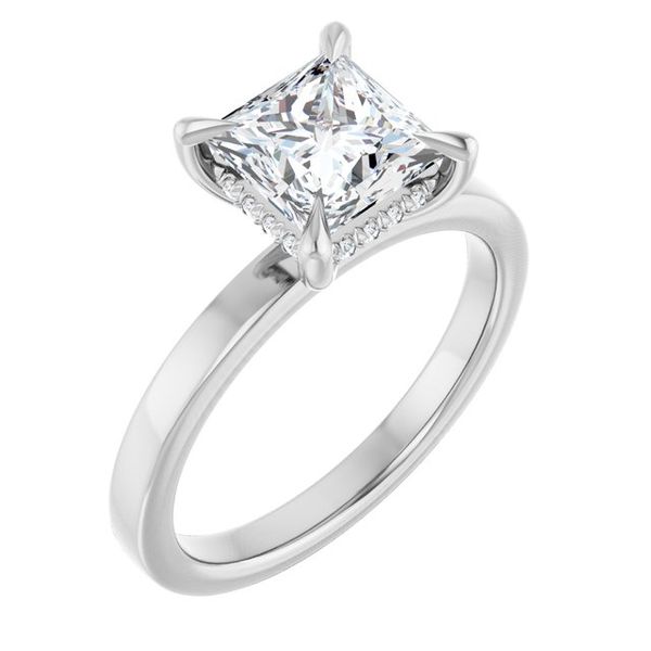 Claw-Prong Hidden Halo-Style Engagement Ring