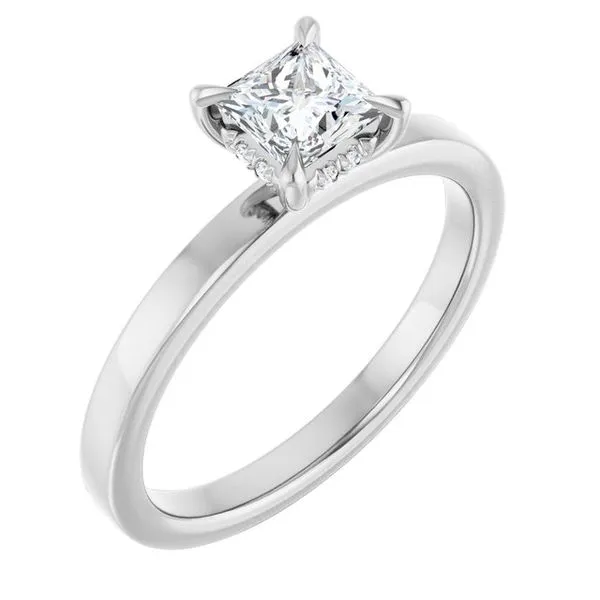 Claw-Prong Hidden Halo-Style Engagement Ring