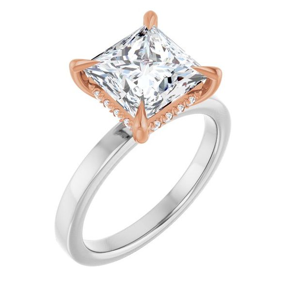 Claw-Prong Hidden Halo-Style Engagement Ring