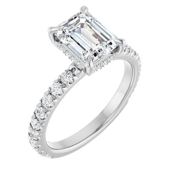 Claw-Prong Hidden Halo-Style Engagement Ring