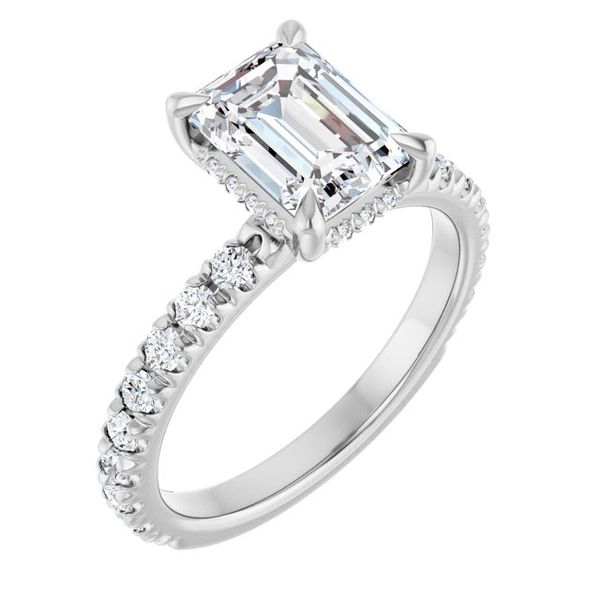 Claw-Prong Hidden Halo-Style Engagement Ring