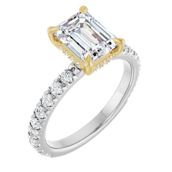 Claw-Prong Hidden Halo-Style Engagement Ring