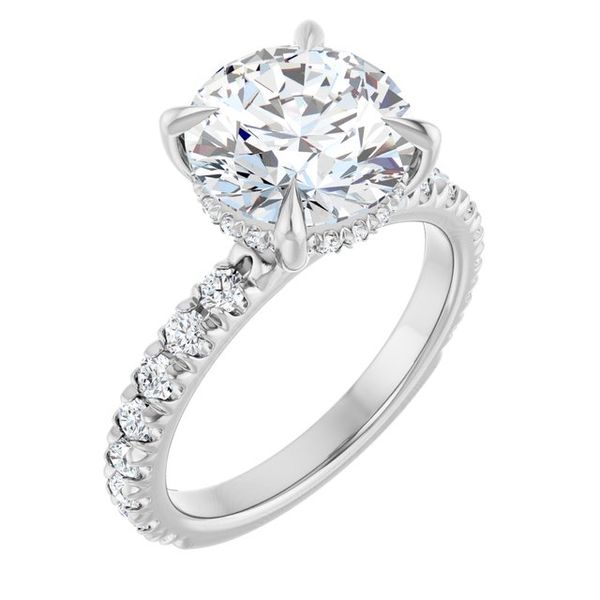 Claw-Prong Hidden Halo-Style Engagement Ring
