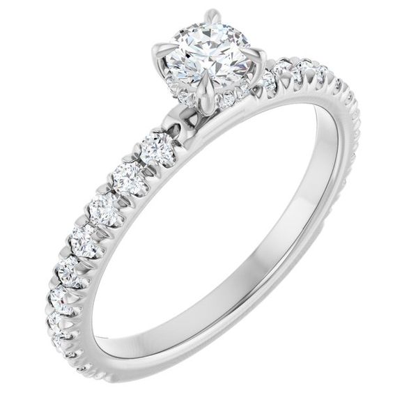 Claw-Prong Hidden Halo-Style Engagement Ring