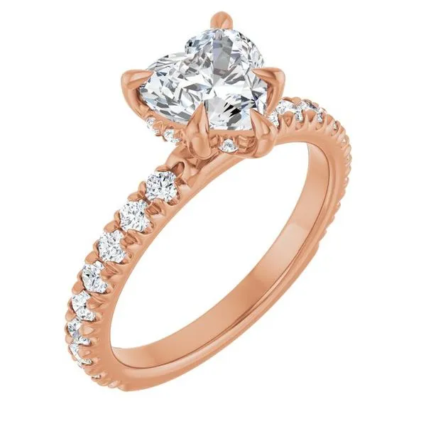 Claw-Prong Hidden Halo-Style Engagement Ring