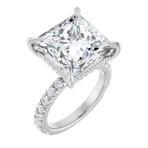 Claw-Prong Hidden Halo-Style Engagement Ring