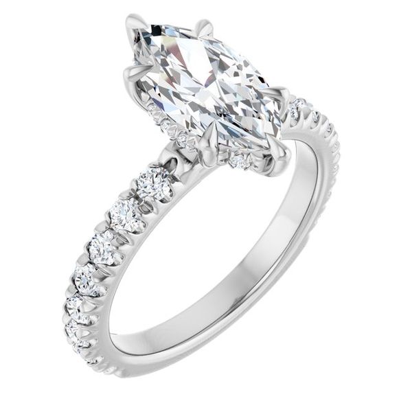 Claw-Prong Hidden Halo-Style Engagement Ring