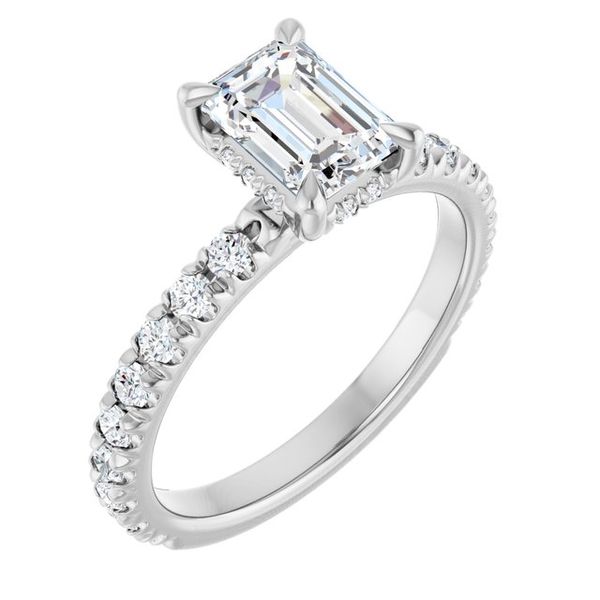 Claw-Prong Hidden Halo-Style Engagement Ring