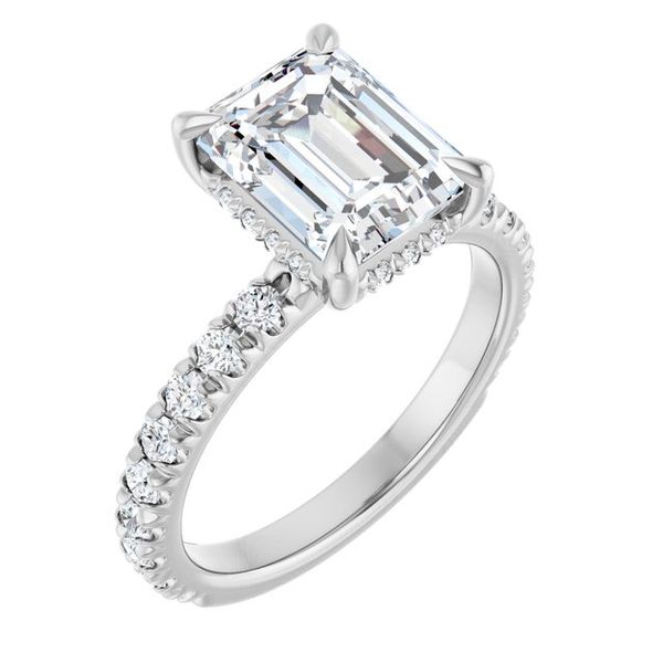 Claw-Prong Hidden Halo-Style Engagement Ring