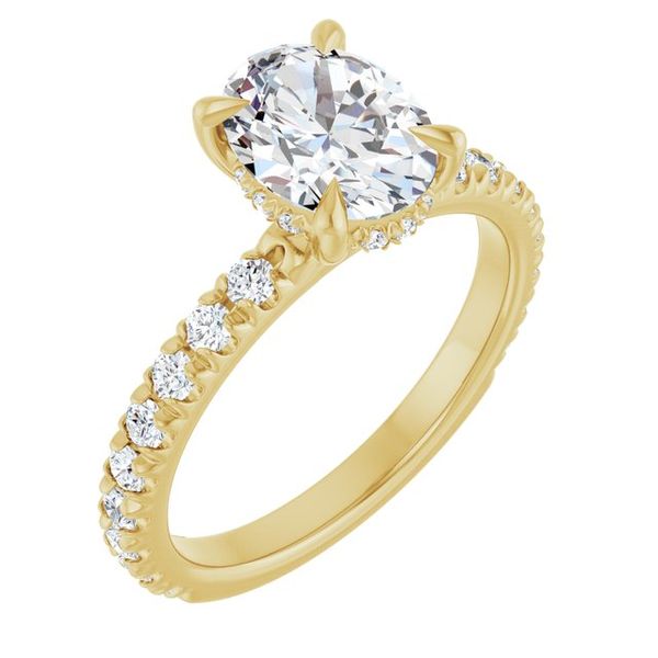 Claw-Prong Hidden Halo-Style Engagement Ring
