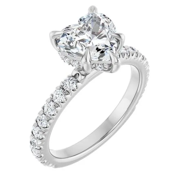 Claw-Prong Hidden Halo-Style Engagement Ring