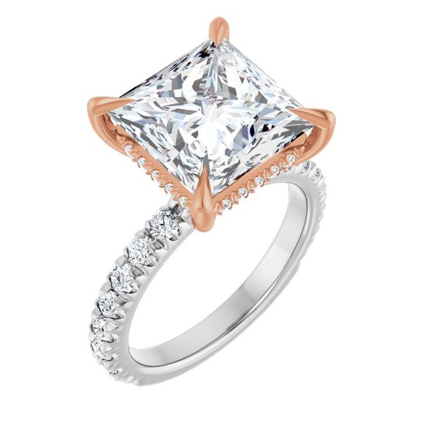 Claw-Prong Hidden Halo-Style Engagement Ring