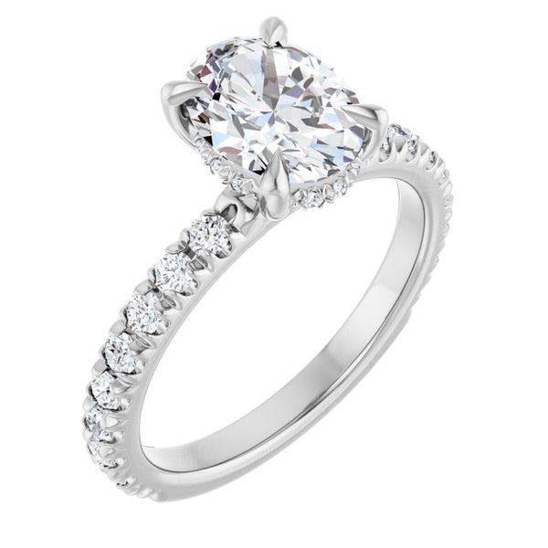 Claw-Prong Hidden Halo-Style Engagement Ring