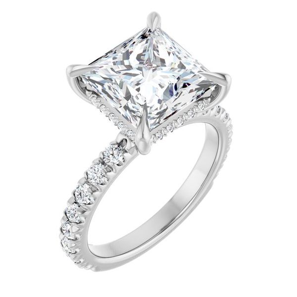 Claw-Prong Hidden Halo-Style Engagement Ring
