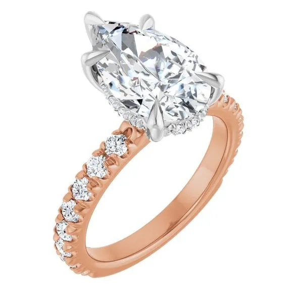 Claw-Prong Hidden Halo-Style Engagement Ring