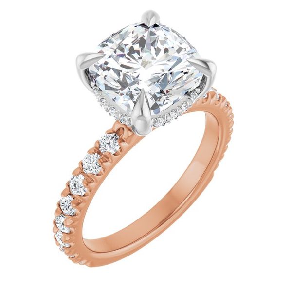 Claw-Prong Hidden Halo-Style Engagement Ring