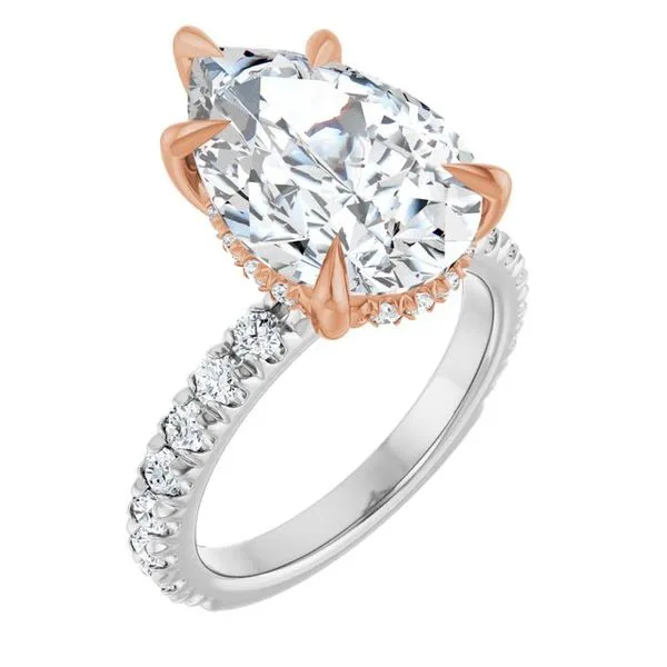 Claw-Prong Hidden Halo-Style Engagement Ring