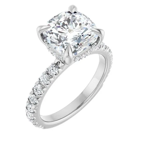 Claw-Prong Hidden Halo-Style Engagement Ring J. West Jewelers Round Rock, TX