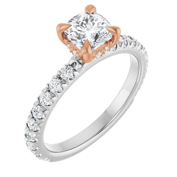 Claw-Prong Hidden Halo-Style Engagement Ring
