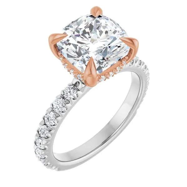 Claw-Prong Hidden Halo-Style Engagement Ring