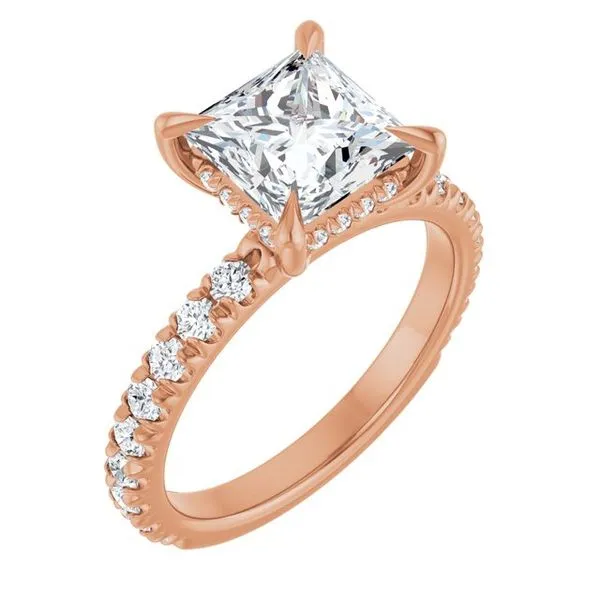 Claw-Prong Hidden Halo-Style Engagement Ring