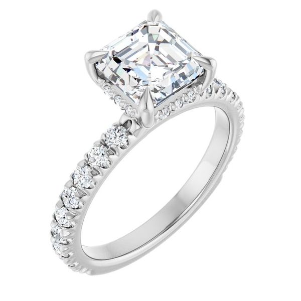Claw-Prong Hidden Halo-Style Engagement Ring