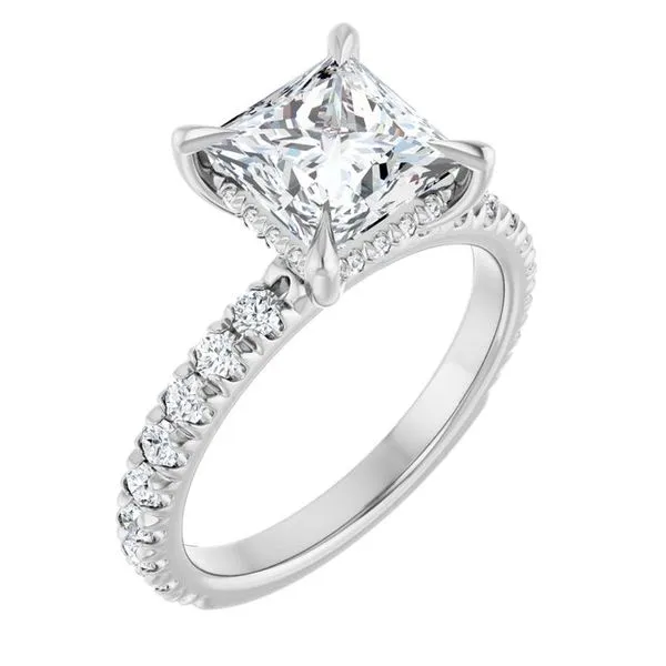 Claw-Prong Hidden Halo-Style Engagement Ring